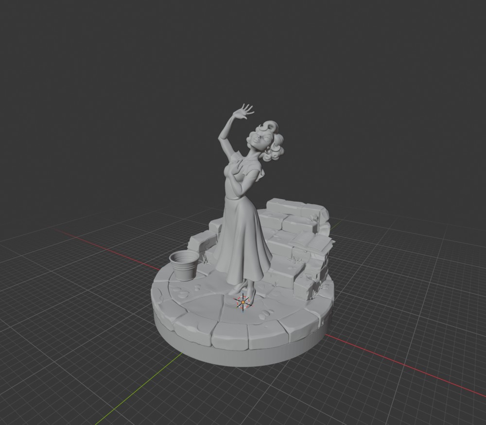 Gray model on a Blender grid