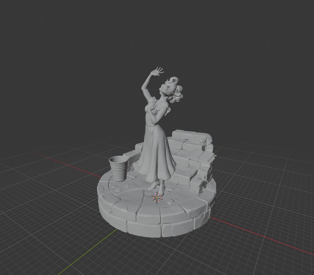 Second gray model on a Blender grid
